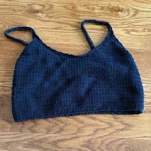 Black Cropped Knit Tank Top